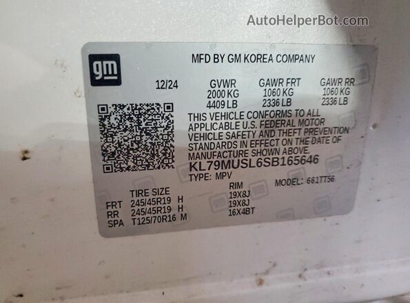 KL79MUSL6SB165646 2025 CHEVROLET TRAILBLAZER White Вид підкапотного простору