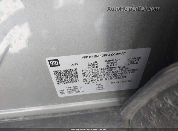 KL79MUSL6TB044990 2026 CHEVROLET TRAILBLAZER Gray Widok komory silnika