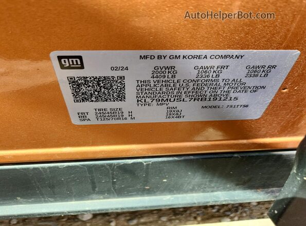 KL79MUSL7RB191215 2024 CHEVROLET TRAILBLAZER Orange 