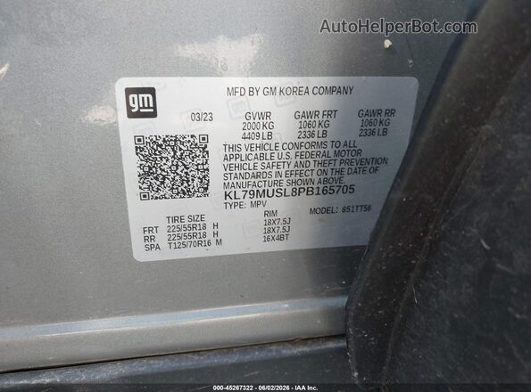 KL79MUSL8PB165705 2023 CHEVROLET TRAILBLAZER Light Blue ძრავის განყოფილების ხედი