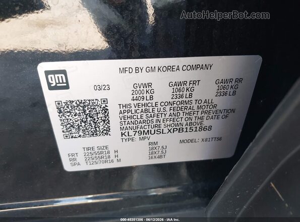 KL79MUSLXPB151868 2023 CHEVROLET TRAILBLAZER Черный Вид подкапотного пространства