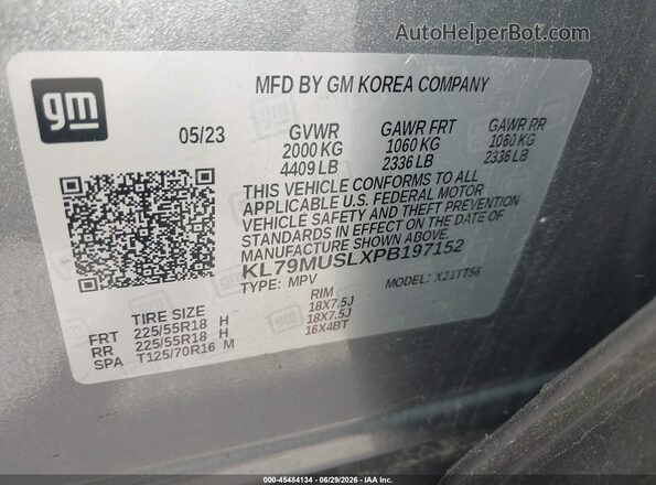 KL79MUSLXPB197152 2023 CHEVROLET TRAILBLAZER Серый Вид подкапотного пространства