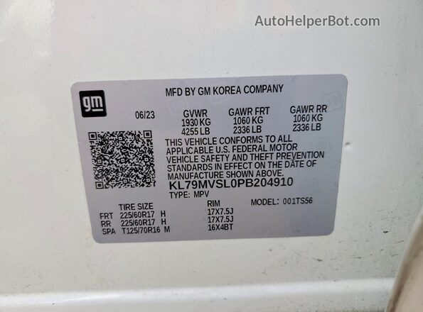 KL79MVSL0PB204910 2023 CHEVROLET TRAILBLAZER Белый Вид подкапотного пространства