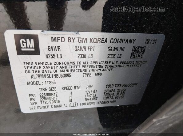 KL79MVSL1NB053895 2022 CHEVROLET TRAILBLAZER Black Engine compartment view