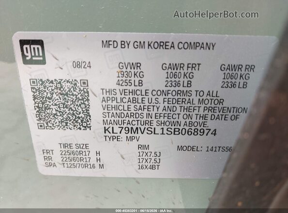 KL79MVSL1SB068974 2025 CHEVROLET TRAILBLAZER Green Engine compartment view