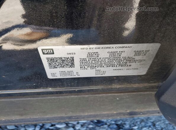 KL79MVSL3PB176018 2023 CHEVROLET TRAILBLAZER Black VIN sticker view