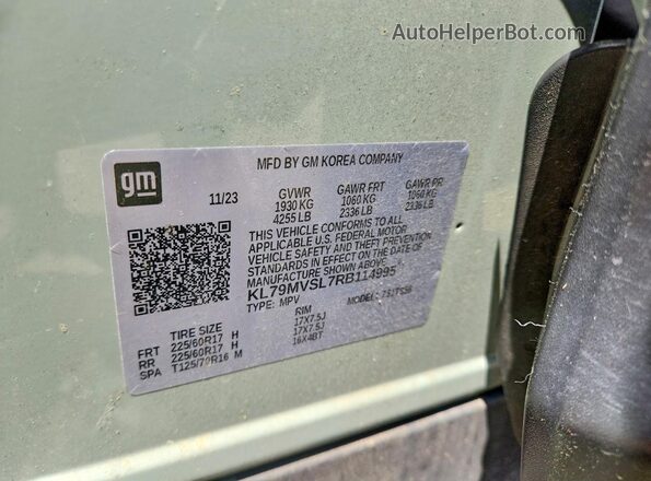 KL79MVSL7RB114995 2024 CHEVROLET TRAILBLAZER Green 