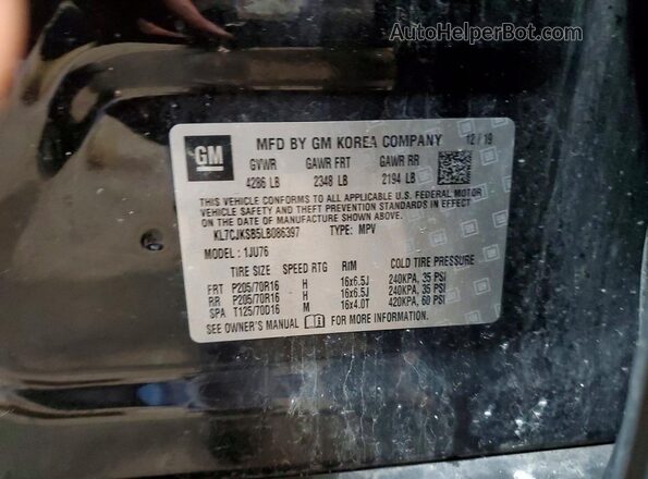 KL7CJKSB5LB086397 2020 CHEVROLET TRAX Black Вид наклейки з VIN-кодом