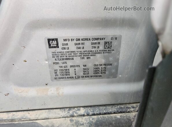KL7CJLSB1HB092436 2017 CHEVROLET TRAX Black Շարժիչի բաժամունքի տեսք