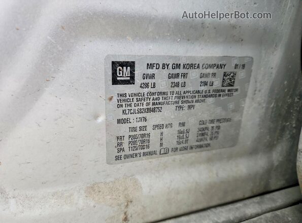KL7CJLSB2KB848752 2019 CHEVROLET TRAX Silver Engine compartment view