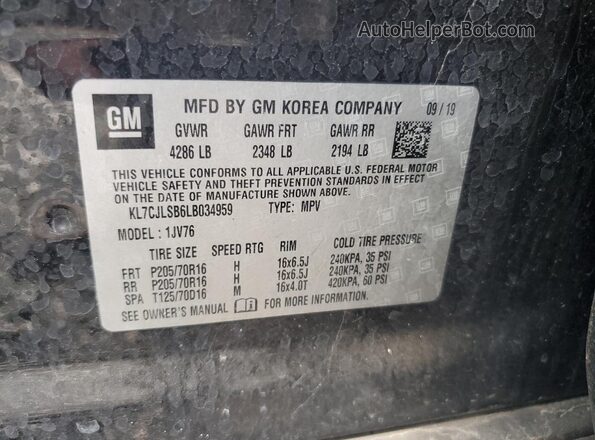 KL7CJLSB6LB034959 2020 CHEVROLET TRAX Black 