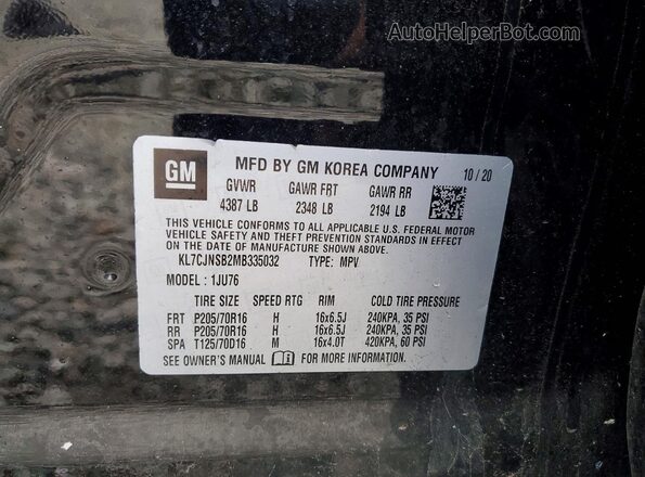 KL7CJNSB2MB335032 2021 CHEVROLET TRAX Black Вид підкапотного простору