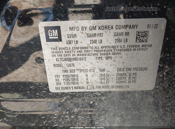 KL7CJNSM4NB516412 2022 CHEVROLET TRAX Black Вид підкапотного простору