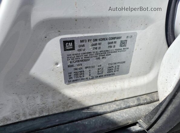 KL7CJPSB7MB355241 2021 CHEVROLET TRAX White ძრავის განყოფილების ხედი