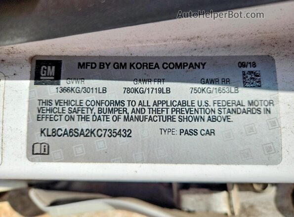 KL8CA6SA2KC735432 2019 CHEVROLET SPARK White Widok komory silnika
