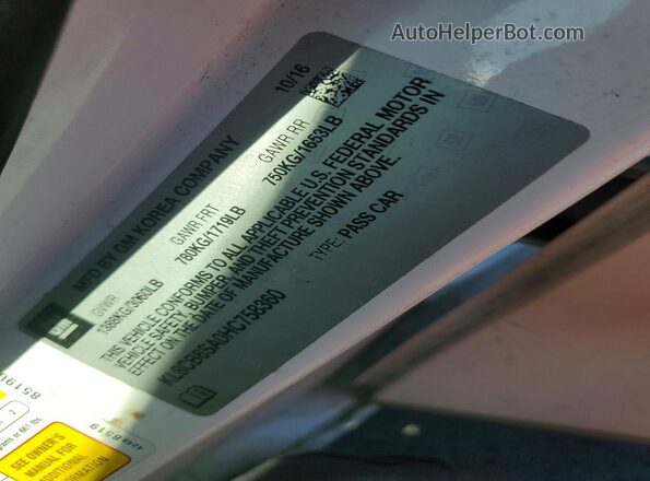 KL8CB6SA0HC758360 2017 CHEVROLET SPARK White Engine compartment view