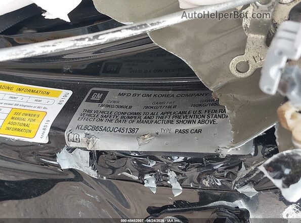 KL8CB6SA0JC451387 2018 CHEVROLET SPARK Black Вид підкапотного простору