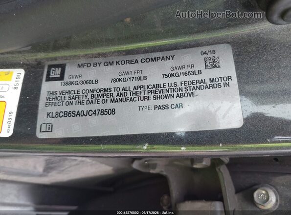 KL8CB6SA0JC478508 2018 CHEVROLET SPARK Gray 