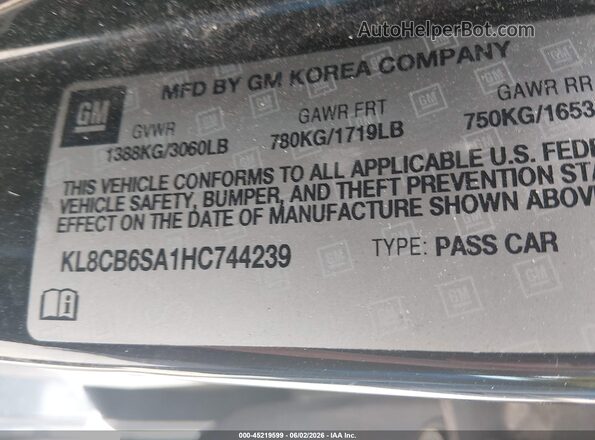 KL8CB6SA1HC744239 2017 CHEVROLET SPARK Черный Вид подкапотного пространства