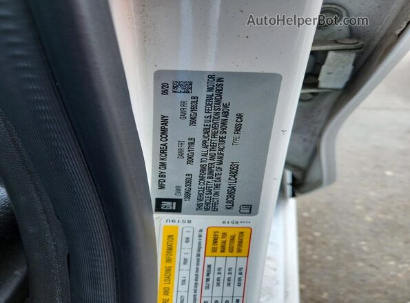 KL8CB6SA1LC480531 2020 CHEVROLET SPARK White VIN sticker view