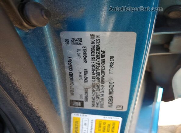 KL8CB6SA1MC740010 2021 CHEVROLET SPARK Blue Vista del compartimento del motor