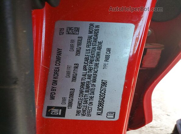 KL8CB6SA2GC573967 2016 CHEVROLET SPARK Red Вид підкапотного простору