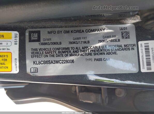 KL8CB6SA3MC228006 2021 CHEVROLET SPARK Черный Вид подкапотного пространства