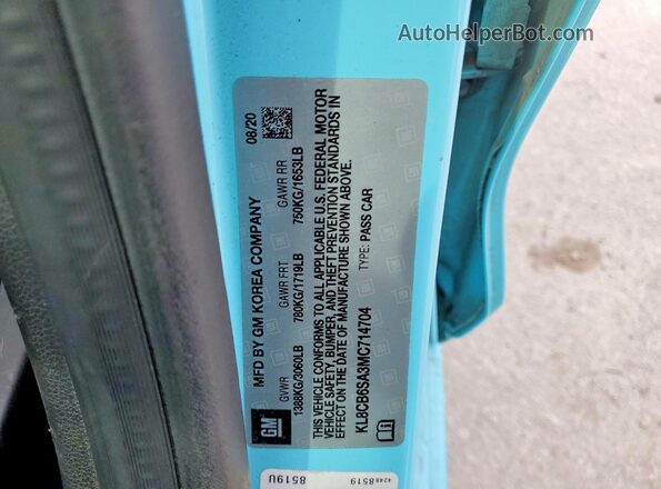 KL8CB6SA3MC714704 2021 CHEVROLET SPARK Turquoise 