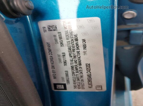 KL8CB6SA6LC425332 2020 CHEVROLET SPARK Blue Շարժիչի բաժամունքի տեսք