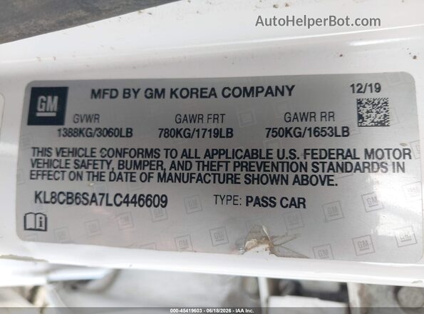 KL8CB6SA7LC446609 2020 CHEVROLET SPARK White Widok komory silnika