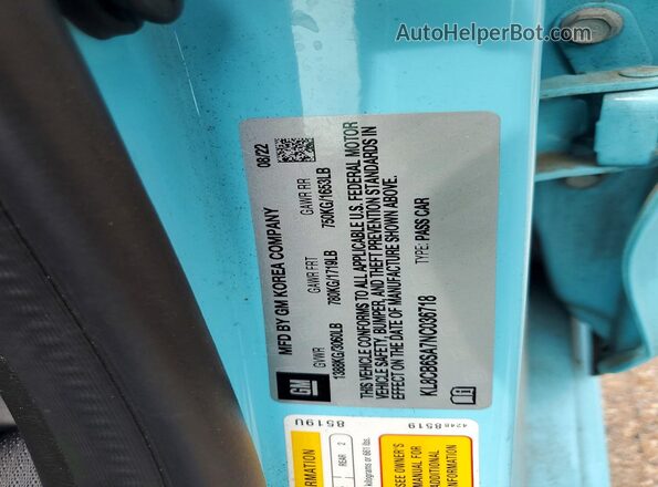KL8CB6SA7NC036718 2022 CHEVROLET SPARK Blue ძრავის განყოფილების ხედი