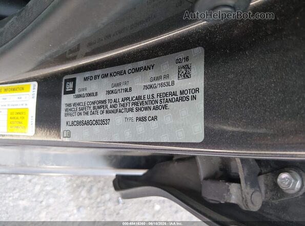 KL8CB6SA8GC603537 2016 CHEVROLET SPARK Серый 