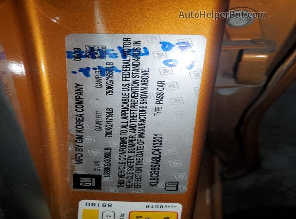 KL8CB6SA8LC413201 2020 CHEVROLET SPARK Orange Vista del compartimento del motor
