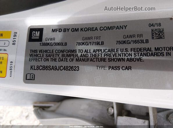 KL8CB6SA9JC482623 2018 CHEVROLET SPARK White Engine compartment view