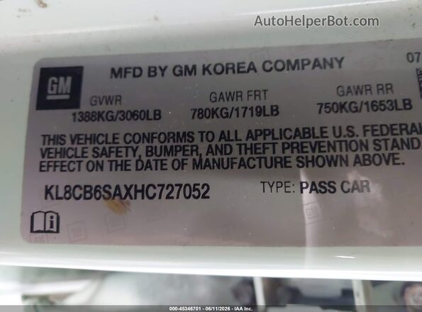 KL8CB6SAXHC727052 2017 CHEVROLET SPARK Light Blue 