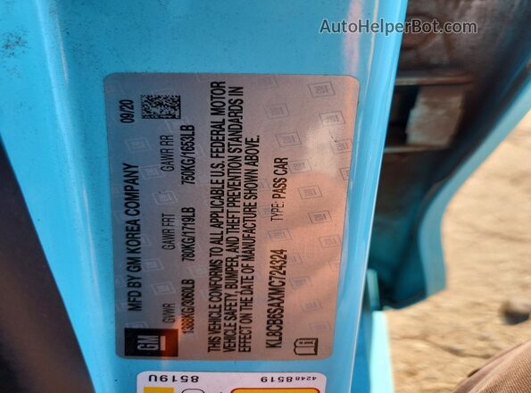 KL8CB6SAXMC724324 2021 CHEVROLET SPARK Blue Շարժիչի բաժամունքի տեսք