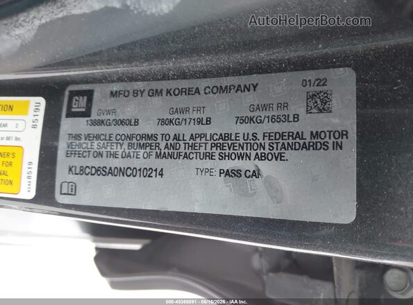 KL8CD6SA0NC010214 2022 CHEVROLET SPARK Gray Widok komory silnika