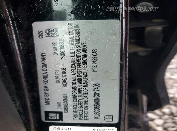 KL8CD6SA0NC017406 2022 CHEVROLET SPARK Black Շարժիչի բաժամունքի տեսք