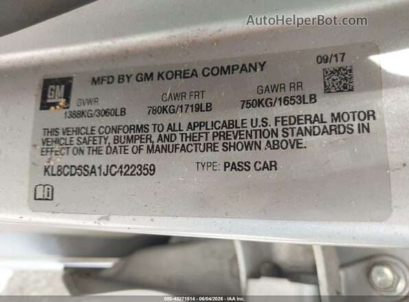 KL8CD6SA1JC422359 2018 CHEVROLET SPARK Silver Vista del compartimento del motor