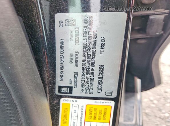 KL8CD6SA1LC457356 2020 CHEVROLET SPARK Black Widok komory silnika