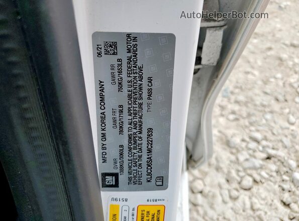 KL8CD6SA1MC227639 2021 CHEVROLET SPARK White Widok naklejki z numerem VIN