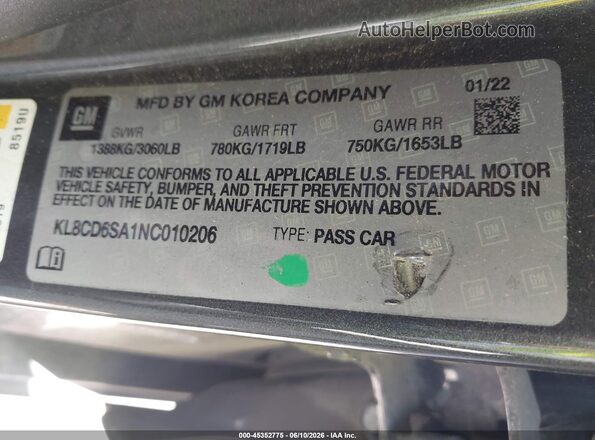KL8CD6SA1NC010206 2022 CHEVROLET SPARK Gray Widok komory silnika