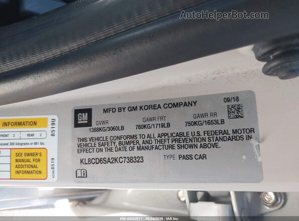 KL8CD6SA2KC738323 2019 CHEVROLET SPARK Gray Engine compartment view
