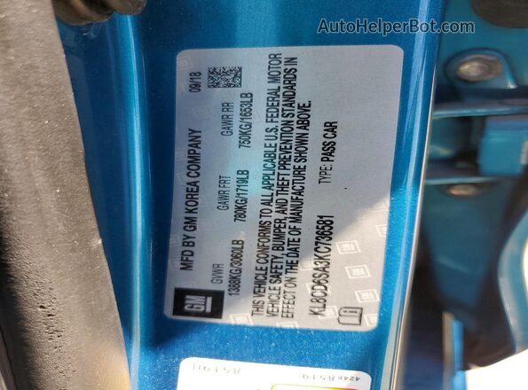 KL8CD6SA3KC736581 2019 CHEVROLET SPARK Синий Вид подкапотного пространства