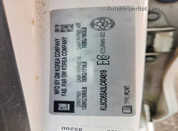 KL8CD6SA3LC404819 2020 CHEVROLET SPARK White ძრავის განყოფილების ხედი