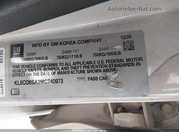 KL8CD6SA3MC740973 2021 CHEVROLET SPARK Tan Շարժիչի բաժամունքի տեսք