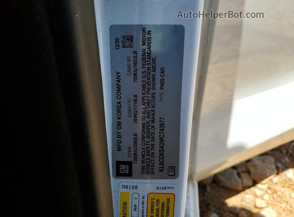 KL8CD6SA3MC743677 2021 CHEVROLET SPARK White Engine compartment view