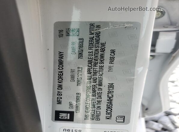 KL8CD6SA4HC761384 2017 CHEVROLET SPARK White Շարժիչի բաժամունքի տեսք