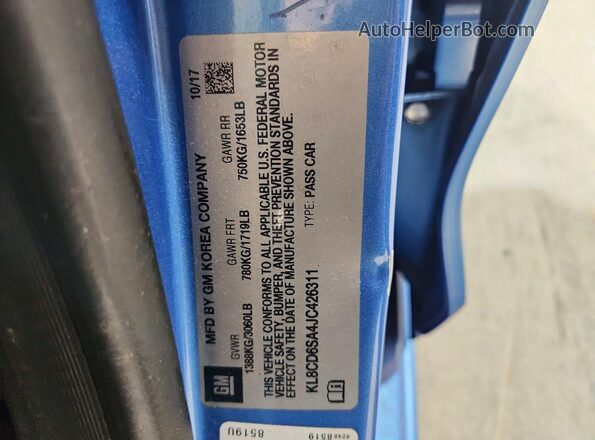 KL8CD6SA4JC426311 2018 CHEVROLET SPARK Blue Вид підкапотного простору