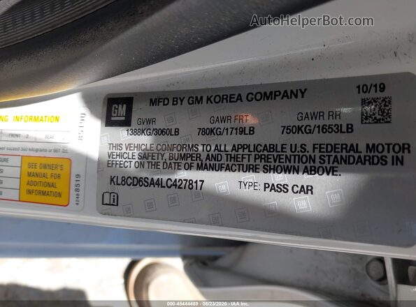 KL8CD6SA4LC427817 2020 CHEVROLET SPARK White Вид підкапотного простору